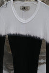 Marc Le Bihan crew neck long sleeve color block top T-shirt 2861 MLB-2861-BLACK/WHITE